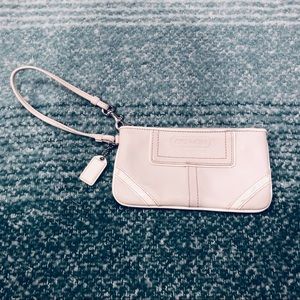 Classic white Coach clutch wristlet